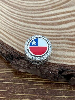 Pandora Chile Flag Bead S925 Silver Charm